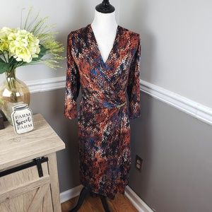 Dressbarn Roz & Ali graphic wrap dress size 20